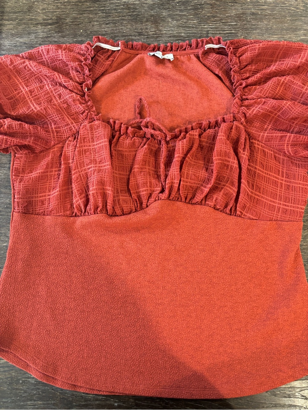 Status burnt Orange Ruffled Peasant Top - XL